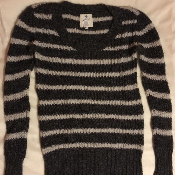 aerie Sweaters - Aerie Gray Sweater with White Stripes